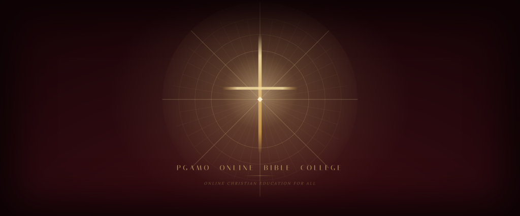 Radiant gold cross banner for PGAMO Online Bible College