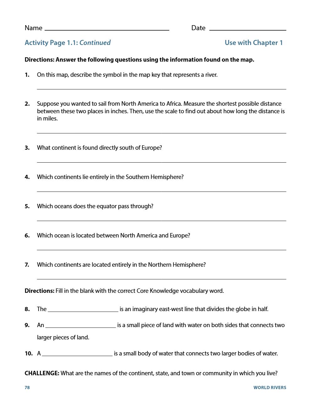 Activity Page 1.1, page 84